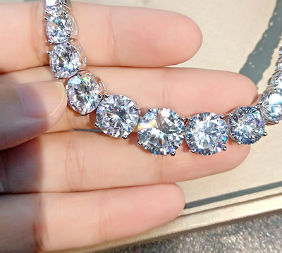 Collar de Plata 925 con Moissanita en Línea Completa para Mujer - Image 9