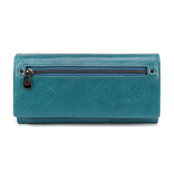 Billetera Larga de Cuero Genuino para Mujer - Diseño Minimalista