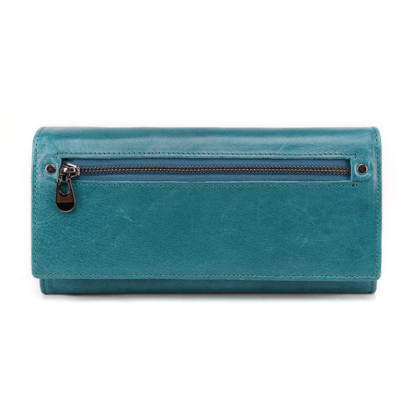 Billetera Larga de Cuero Genuino para Mujer - Diseño Minimalista