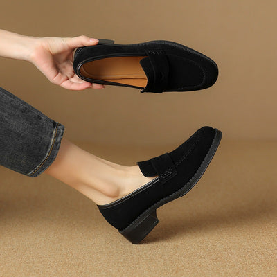 Zapatos de Tacón Grueso en Gamuza de Oveja para Primavera - Image 4