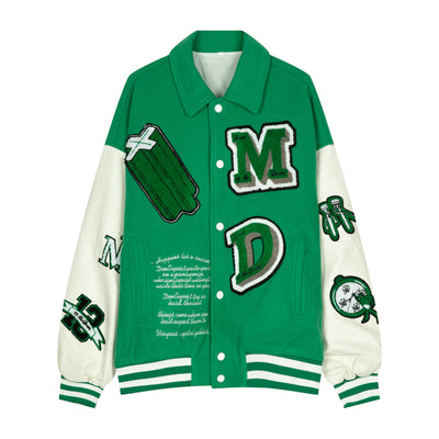 Chaqueta de Lana para Hombre con Bordado de Letras y Diseño Contrastante - Image 5