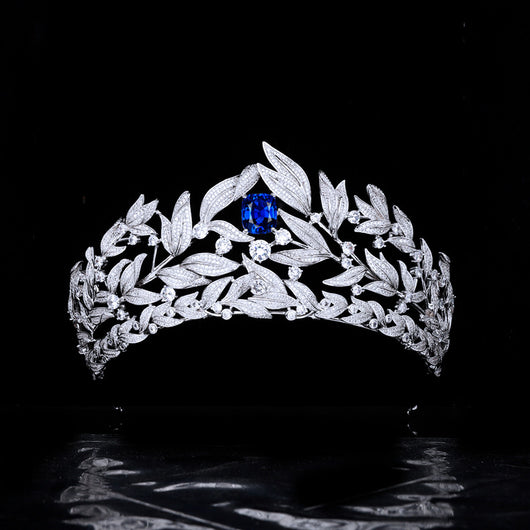 Corona de Zafiro con Incrustaciones de Cobre y Circones AAA - Tocado de Novia - Image 3