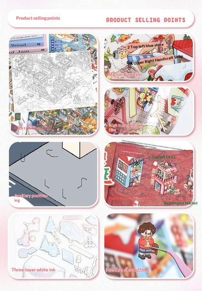 Pegatinas 3D Pueblo Navideño - Escenas Miniatura para Diarios y Scrapbooking - Image 14