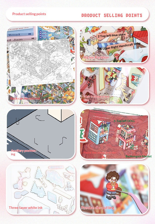 Pegatinas 3D Pueblo Navideño - Escenas Miniatura para Diarios y Scrapbooking - Image 14