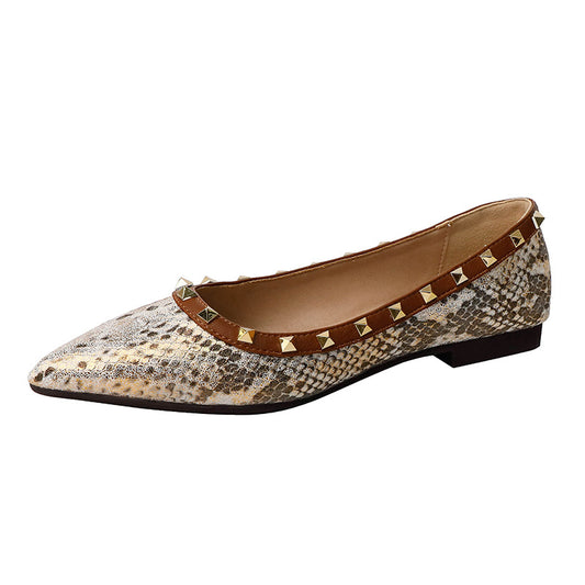 Zapatos Planos Punta Fina con Patrón Piel de Serpiente para Mujer - Image 2