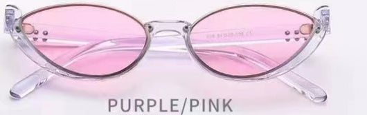 Pink cat-eye sunglasses with purple gradient lenses on a white background, showcasing a trendy style. - Image 9
