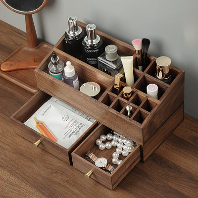 Organizador de Maquillaje en Madera Maciza con Cajones para Brochas y Cosméticos - Image 8