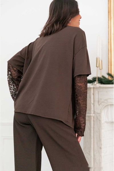 Blusa Casual Elegante con Encaje y Manga Larga para Trabajo y Diario - Image 9