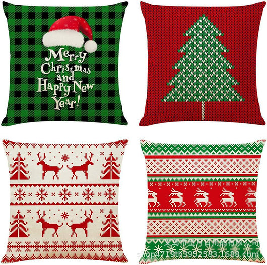 Set de 4 Fundas de Cojines Navideños Muñeco de Nieve y Reno 18x18 Pulgadas - Image 18