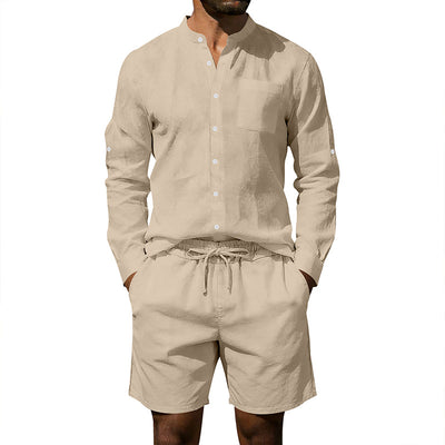 Conjunto de Camisa y Shorts de Lino para Hombre - Image 39