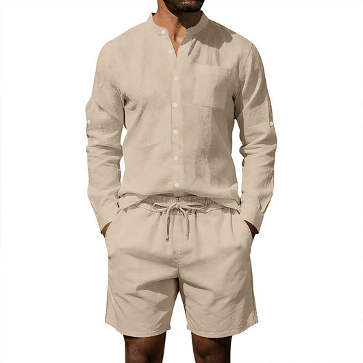 Conjunto de Camisa y Shorts de Lino para Hombre - Image 39