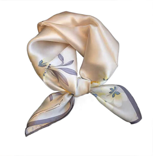 Pañuelo de Seda Beige Cuadrado para Mujer - Versátil y Fácil de Combinar - Image 5