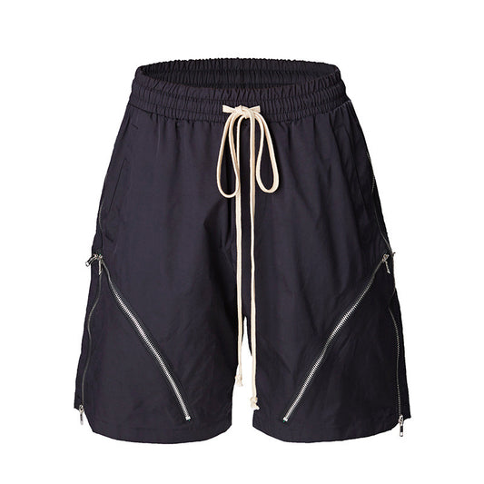 Shorts Casual con Diseño de Paneles Multi-Cierre