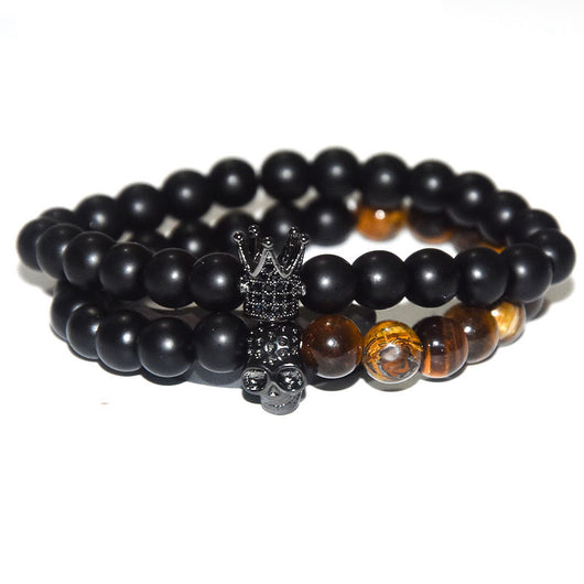 Pulsera de Calavera con Piedras Naturales para Hombre - Image 7