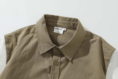 Camisa Suelta de Solapa con Combinación de Colores - Estilo Japonés Verano - Image 13