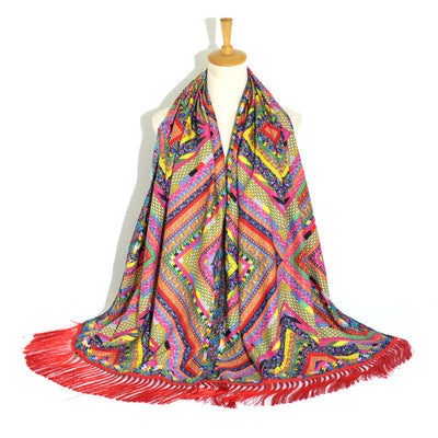 Pañuelo Étnico Largo con Borlas Estampado para Viajes - Image 31
