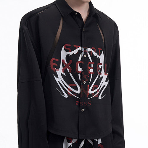 Camisa de Satén con Detalles Calados para Hombre - Primavera