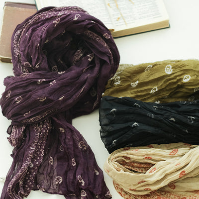 Pañoleta de Algodón y Lino con Estampado Cashew para Mujer - Image 2