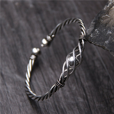 Pulsera de Plata Esterlina Retro Artesanal para Mujer - Image 3