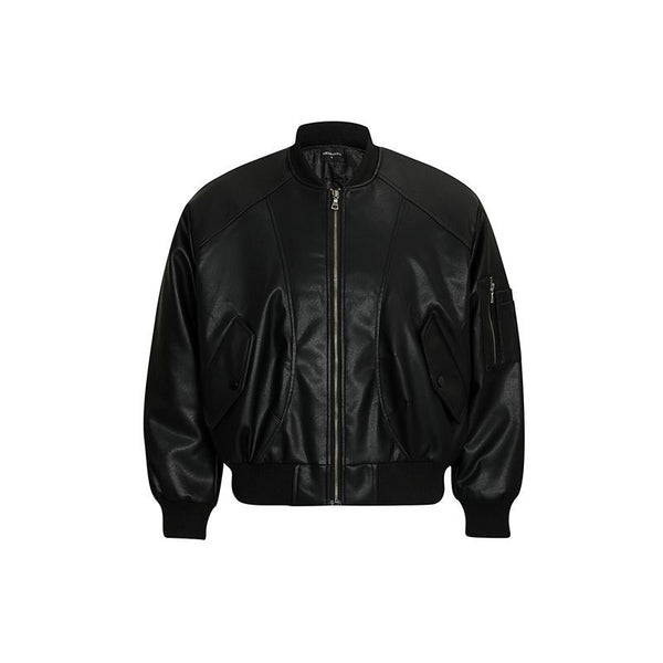 Chaqueta de Cuero PU y Algodón - Estilo Urbano Minimalista para Invierno