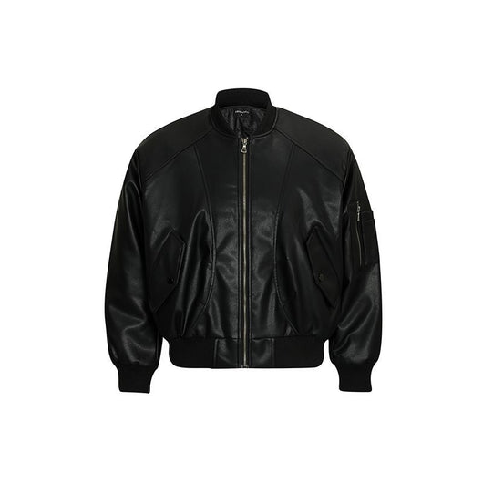Chaqueta de Cuero PU y Algodón - Estilo Urbano Minimalista para Invierno