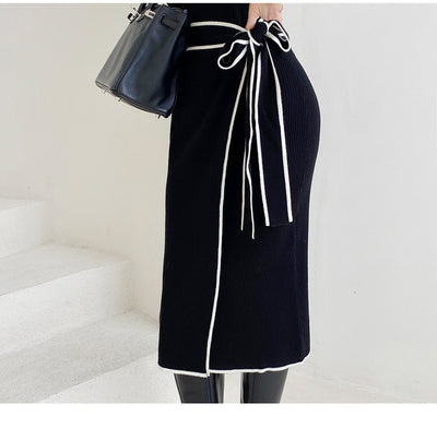 Vestido Suéter Tejido con Escote Cruzado y Cordones - Image 2