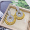 Fashion Colorful Zirconium Flower Round Geometric Earrings Yellow