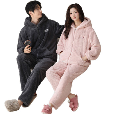 Pijama Térmica para Parejas con Capucha y Cierre - Conjunto Abrigado Unisex - Image 3