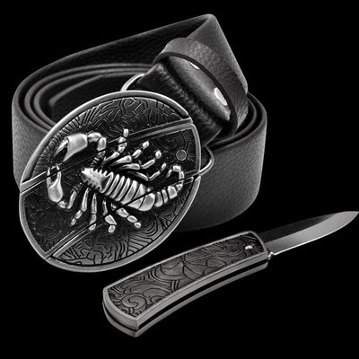 Cinturón de Cuero con Cuchillo Integrado y Hebilla de Seguridad - Image 9