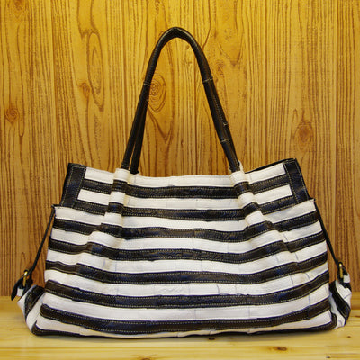 Bolso de Hombro con Costuras a Rayas - Image 6