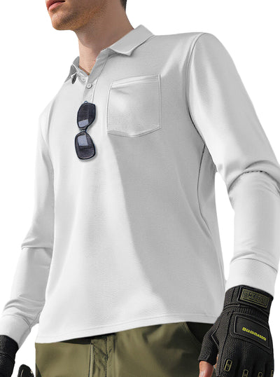 Polo Manga Larga Secado Rápido Color Sólido para Hombre - Image 2