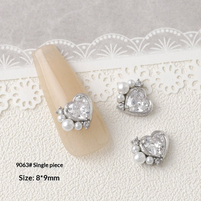 Accesorios de Decoración de Uñas con Moño de Circón Plateado - Image 19