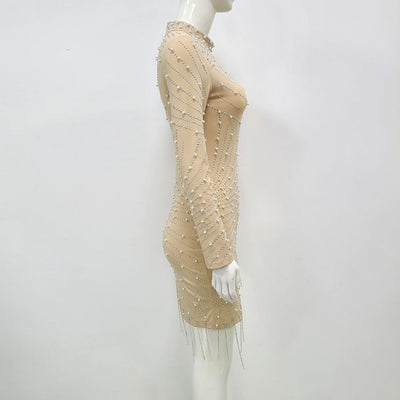 Vestido Corto con Strass y Flecos Laterales de Lujo - Image 6