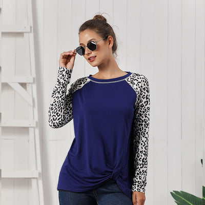 Blusa Leopardo con Mangas Largas y Dobladillo Anudado - Image 14