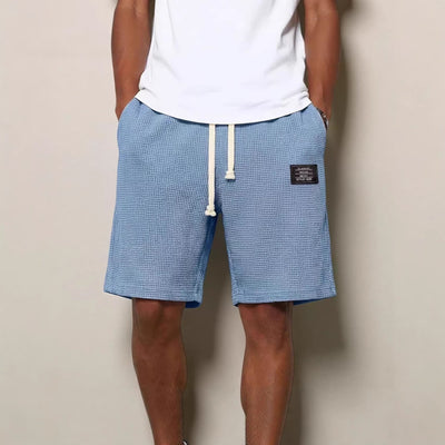 Shorts Casuales para Hombre con Tejido Waffle y Bordado
