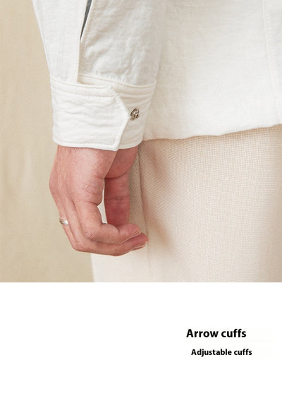 Chaqueta Safari de Lino Gentry con Cuello Tipo Mao - Image 13