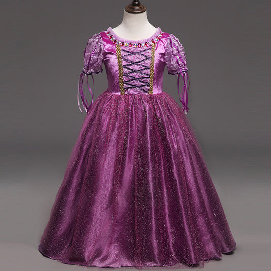 Vestido Princesa Niña Elegante Color Sólido