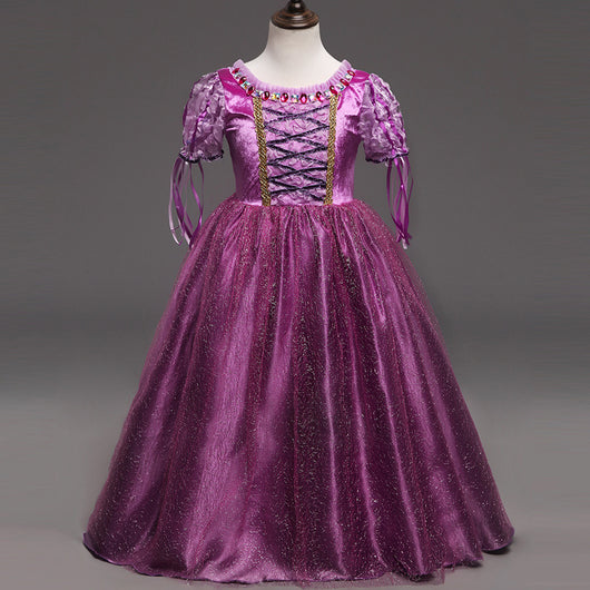 Vestido Princesa Niña Elegante Color Sólido