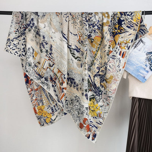Pañuelo de Seda y Lana Reversible Doble Cara Mismo Color