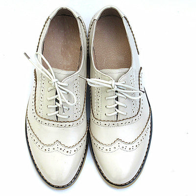 Zapatos Planos Punta Aguda Cuero Estilo Británico para Mujer - Image 13