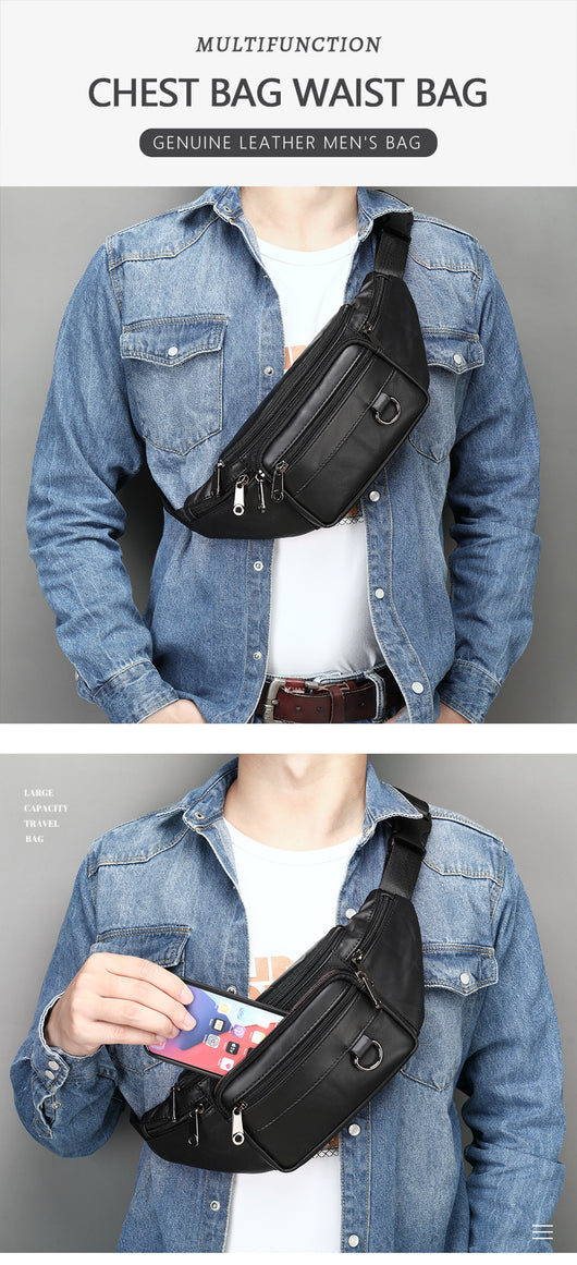 Bolsa Pecho Cuero Multifuncional para Hombre con Correa Cruzada - Image 11