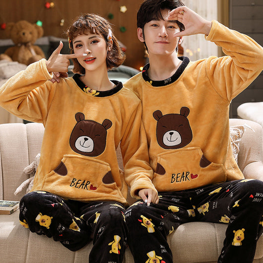 Pijama de Pareja en Franela Gruesa y Terciopelo - Conjunto Cálido para Casa - Image 11