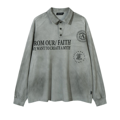 Polo Manga Larga con Letras Distressed Punk Waste Soil - Image 7