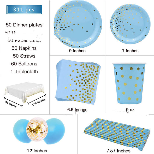 Juego de Platos y Cubiertos Desechables Azul - Image 4