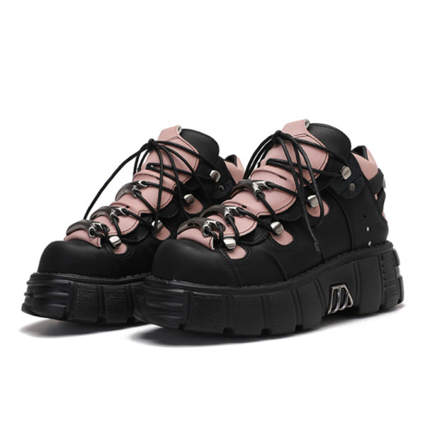 Zapatillas Plataforma Punk Retro con Contraste de Colores para Mujer