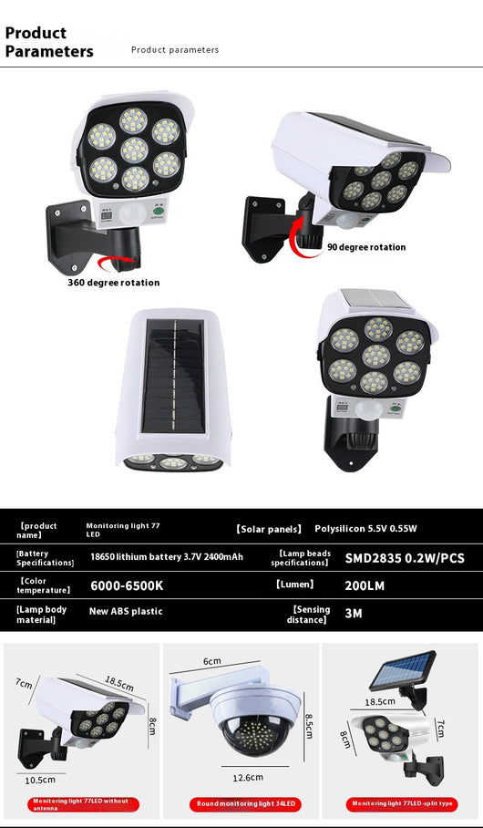 Lámpara LED Solar con Sensor de Movimiento para Exteriores - Impermeable - Image 10