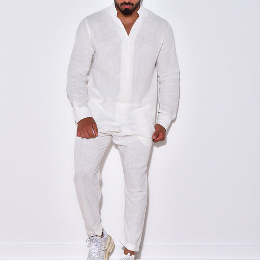 Conjunto Casual de Dos Piezas con Camisa de Manga Larga para Hombre - Image 8