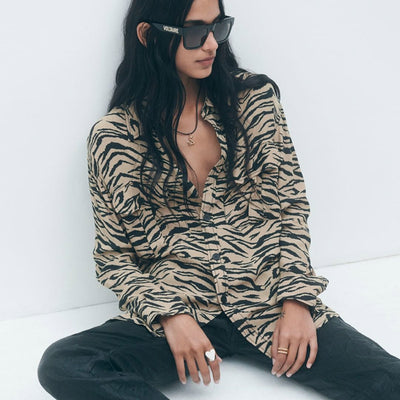 Camisa Larga Estampado Tigre para Mujer - Estilo Francés Otoño Temprano - Image 10