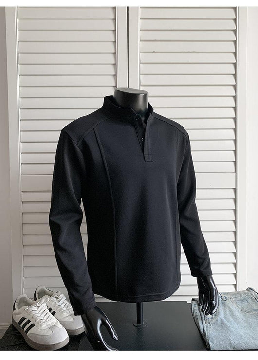 Suéter Polo de Cuello Alto con Parches y Manga Larga para Hombre - Image 14