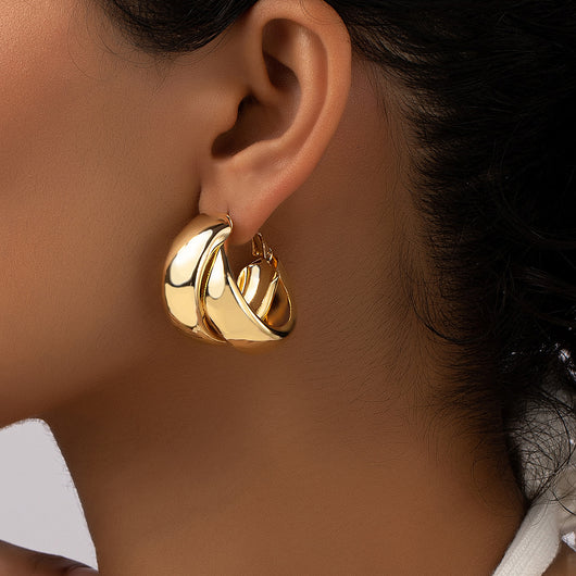 Aretes Redondos de Diseño Contemporáneo Europa América - Estilo Personalizado - Image 2